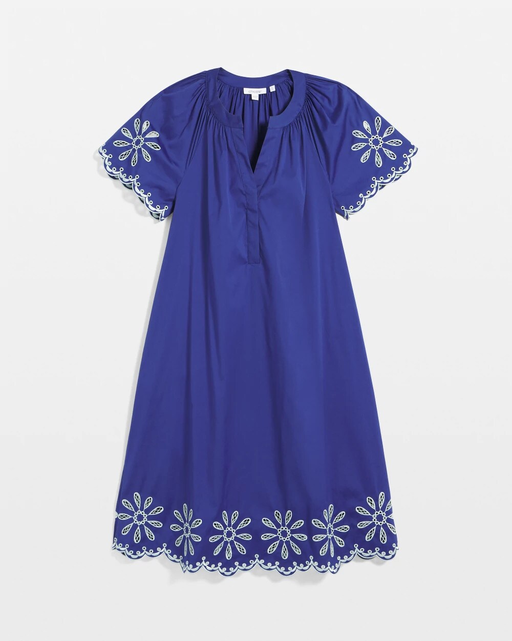 Chico's Clothing Embroidered Poplin Popover Dress