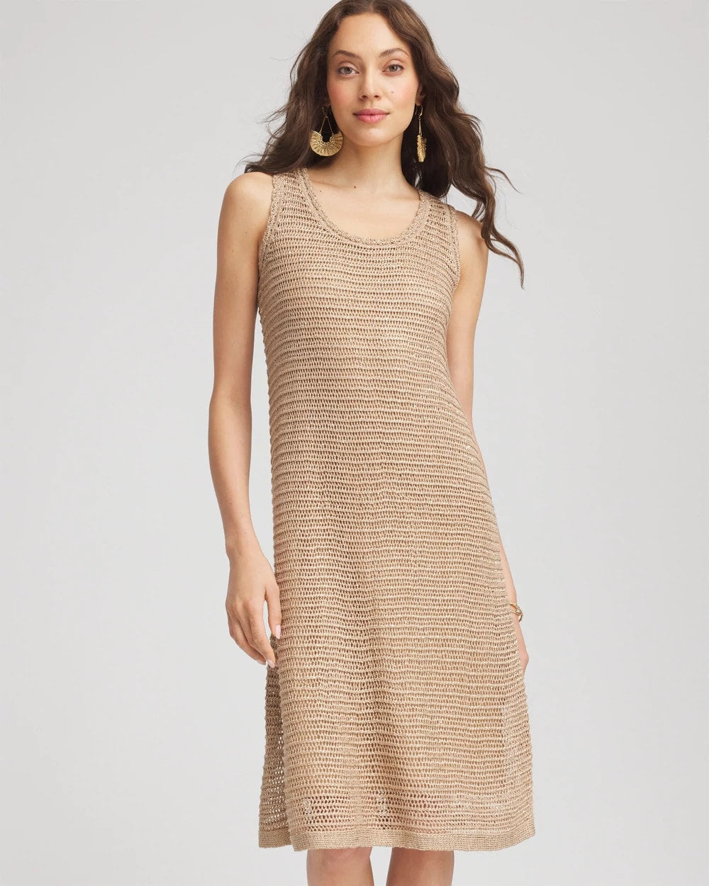 Chico's Clothing Crochet-Knit Sequins Tank Dress