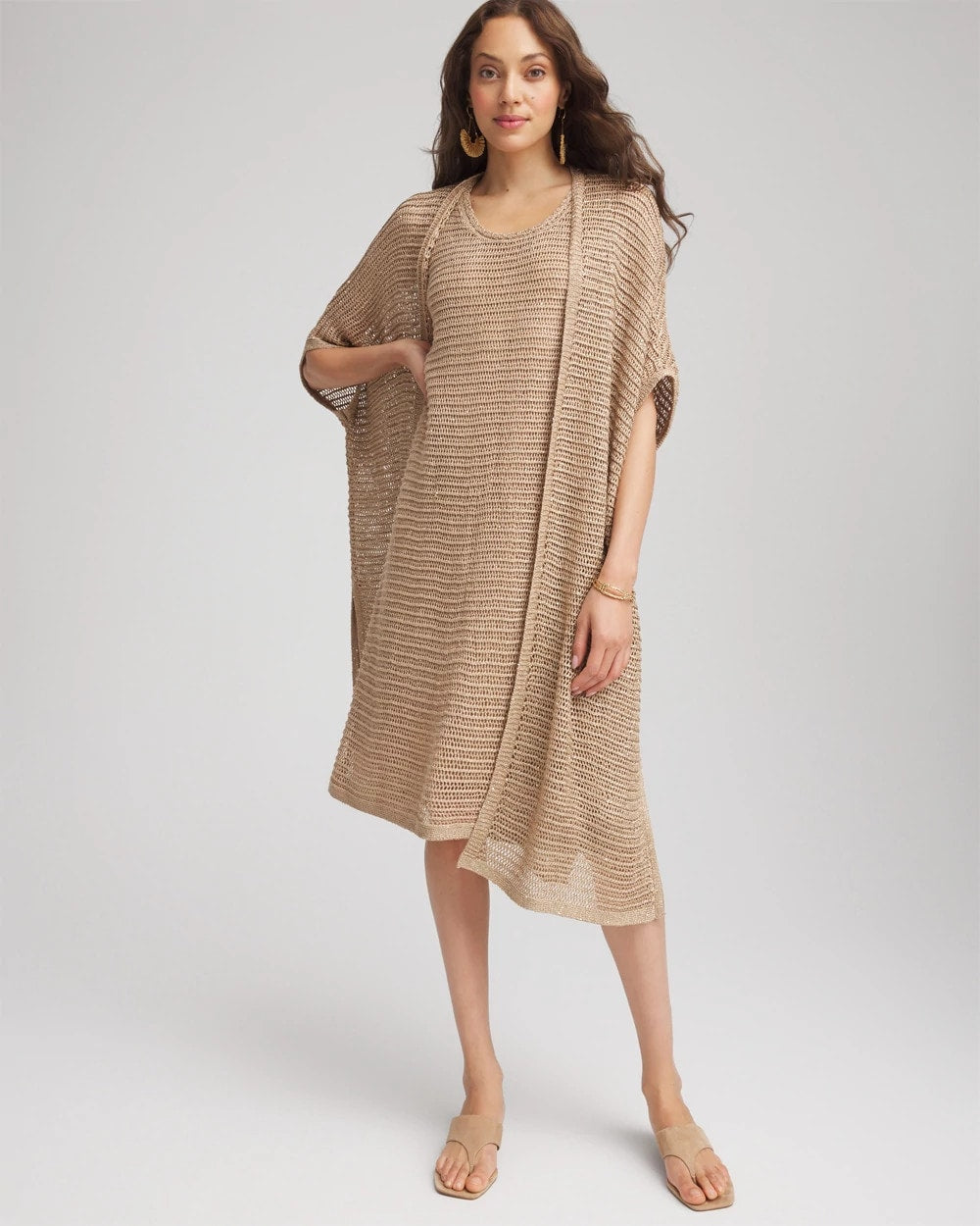 Chico's Clothing Crochet-Knit Sequins Tank Dress
