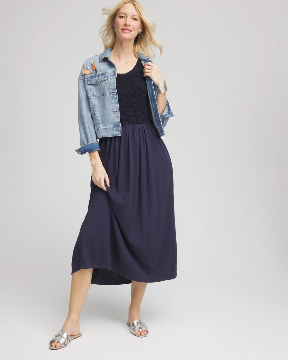 Chico's Clothing Crochet-Bodice Maxi Dress