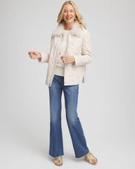 Chico's Clothing Quilted Faux Fur Collar Jacket