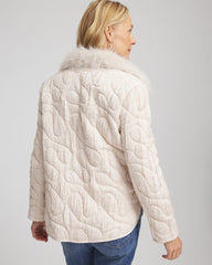 Chico's Clothing Quilted Faux Fur Collar Jacket