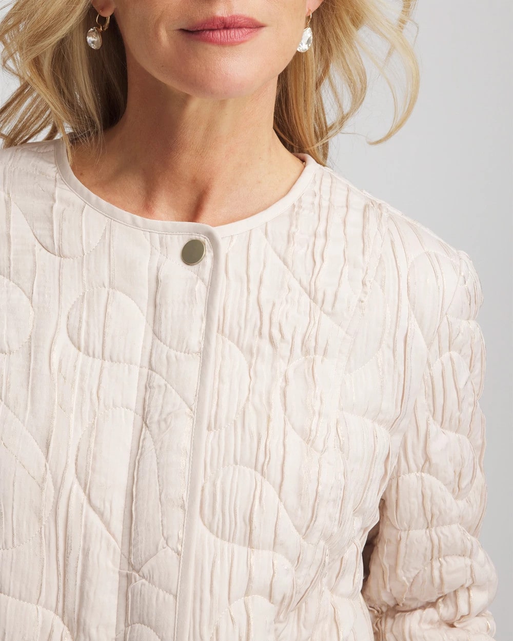 Chico's Clothing Quilted Faux Fur Collar Jacket