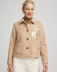 Chico's Clothing Embroidered Wool Chore Jacket