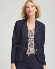 Chico's Clothing Denim Peplum Blazer