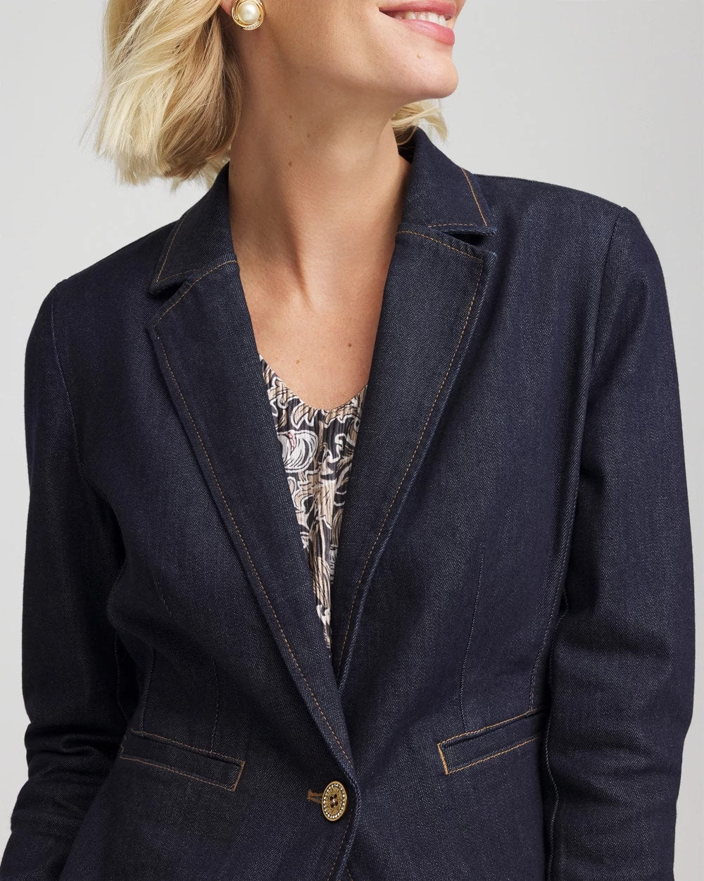 Chico's Clothing Denim Peplum Blazer