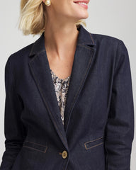 Chico's Clothing Denim Peplum Blazer