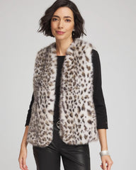 Chico's Clothing Snow Leopard Faux Fur Vest