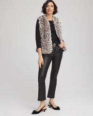 Chico's Clothing Snow Leopard Faux Fur Vest
