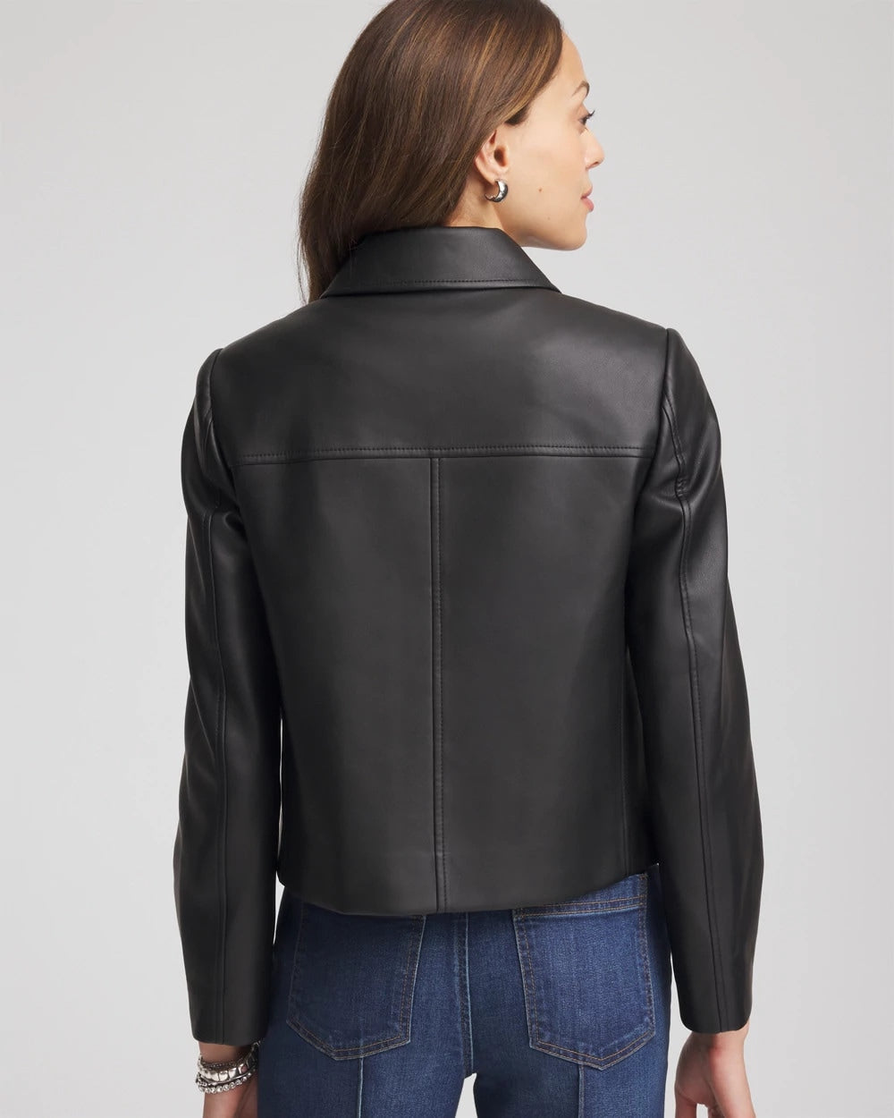 Chico's Clothing Faux Leather Zip-Front Jacket