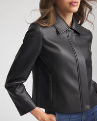 Chico's Clothing Faux Leather Zip-Front Jacket