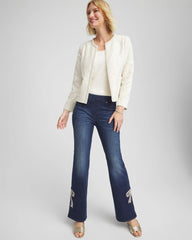 Chico's Clothing Pearl Trim Tweed Jacket