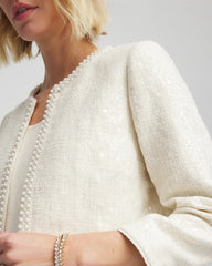 Chico's Clothing Pearl Trim Tweed Jacket