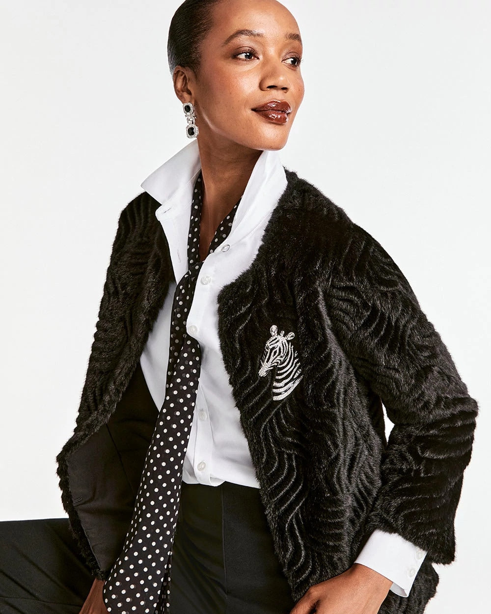 Chico's Clothing Pattern Fur Jacket