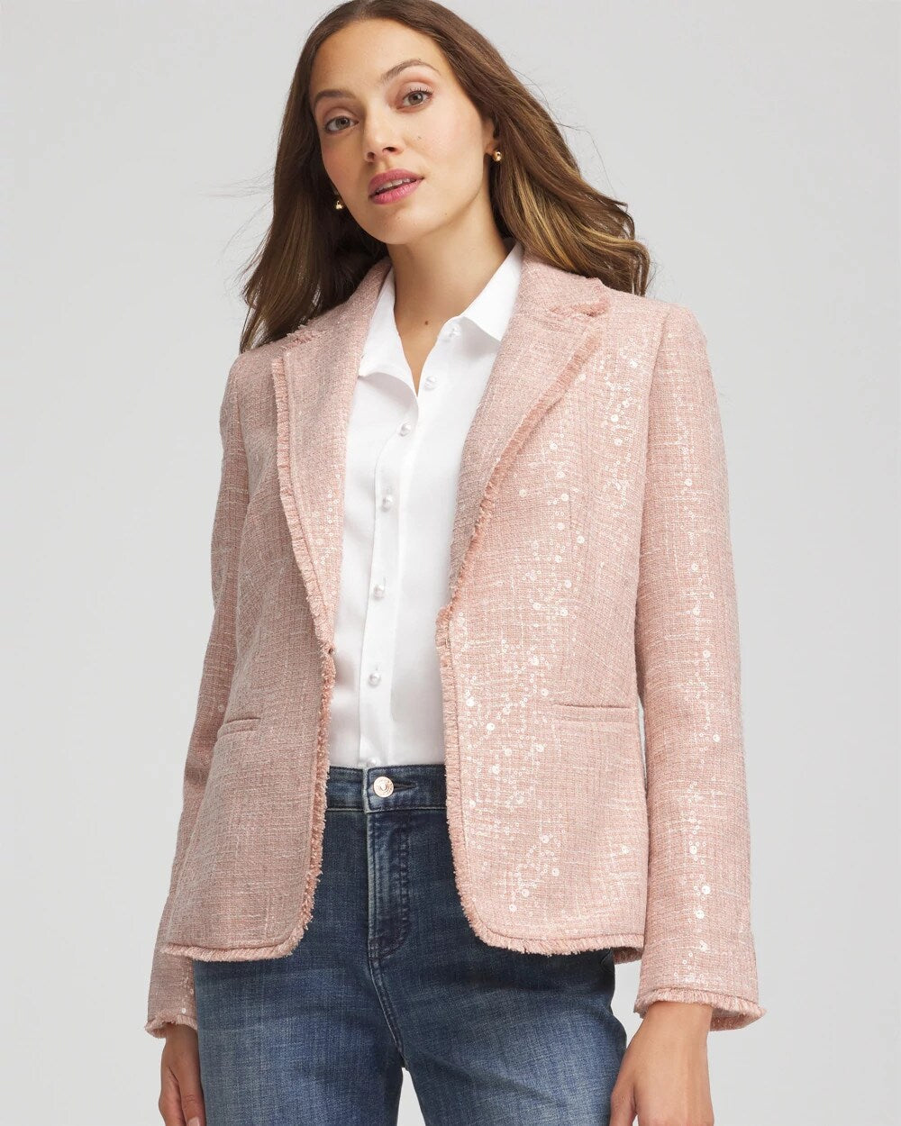 Chico's Clothing Party Tweed Sequins Blazer