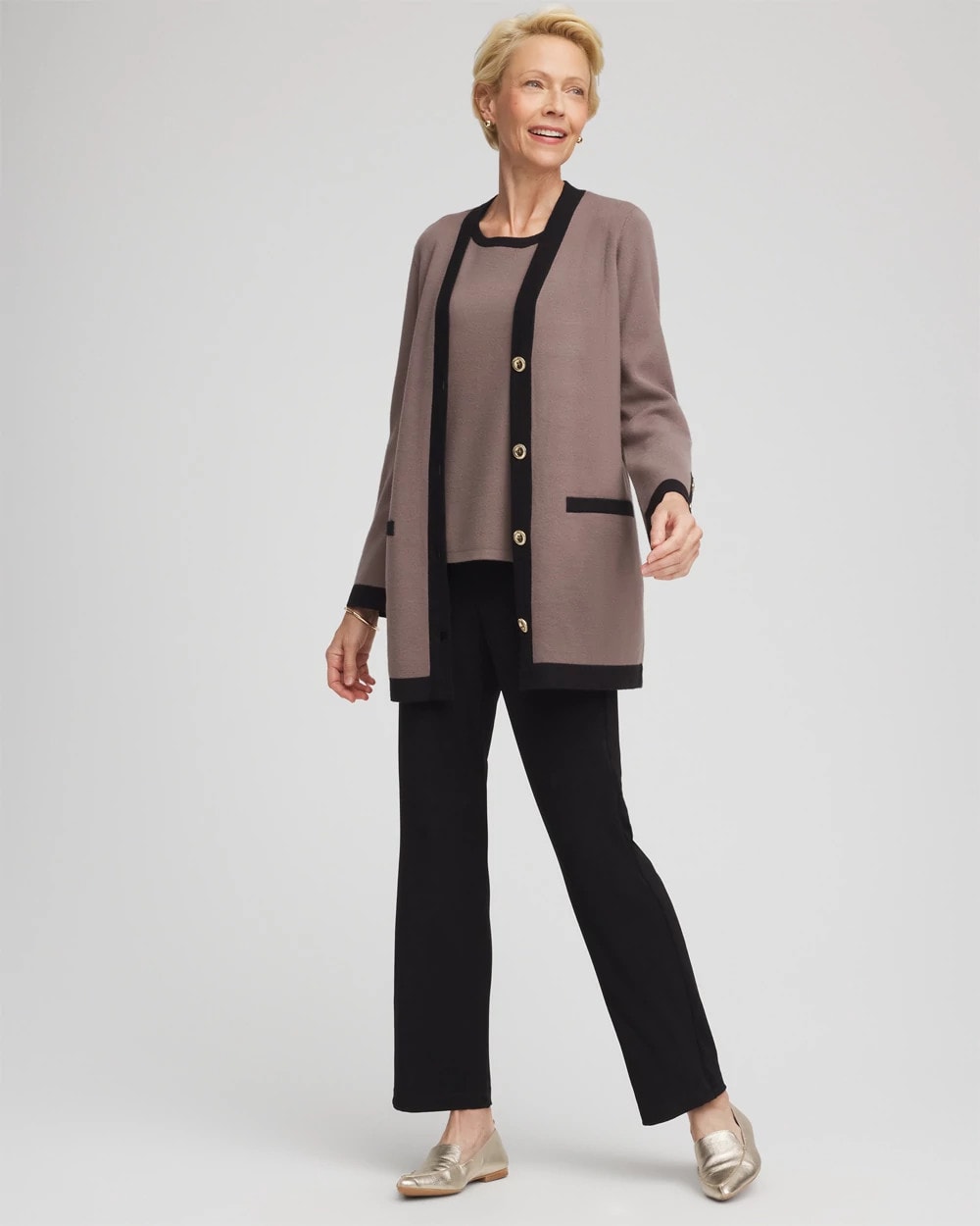Chico's Clothing Travelers™ Tipped Button-Down Cardigan