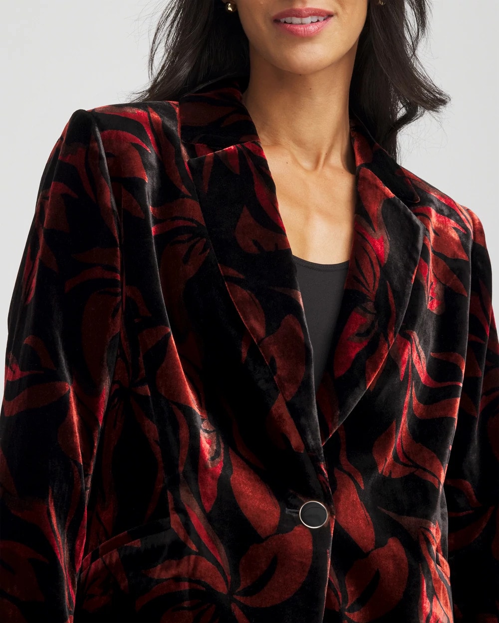 Chico's Clothing Velvet Printed Blazer