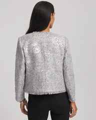 Chico's Clothing Silver Sequins Tweed Jacket