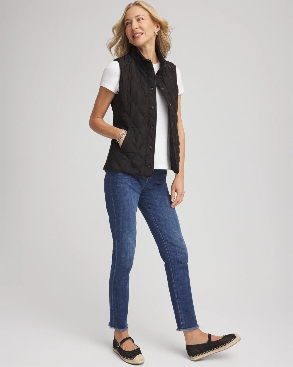 Chico's Clothing Rib Trim Quilted Vest