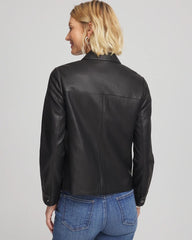 Chico's Clothing Snap Front Faux Leather Jacket