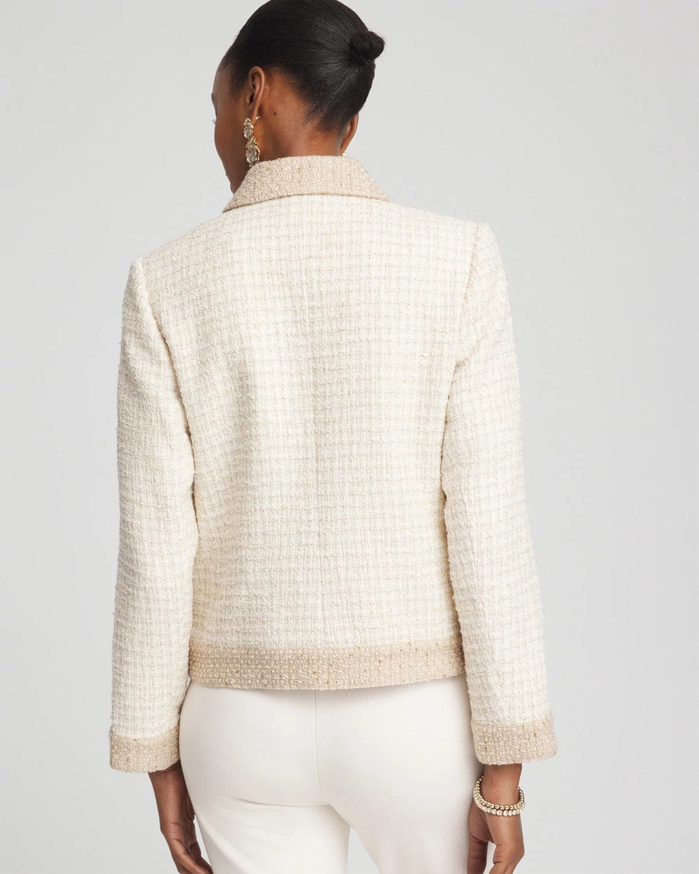 Chico's Clothing Tonal Neutral Tweed Jacket