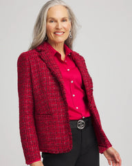 Chico's Clothing Red Tweed Sequins Blazer