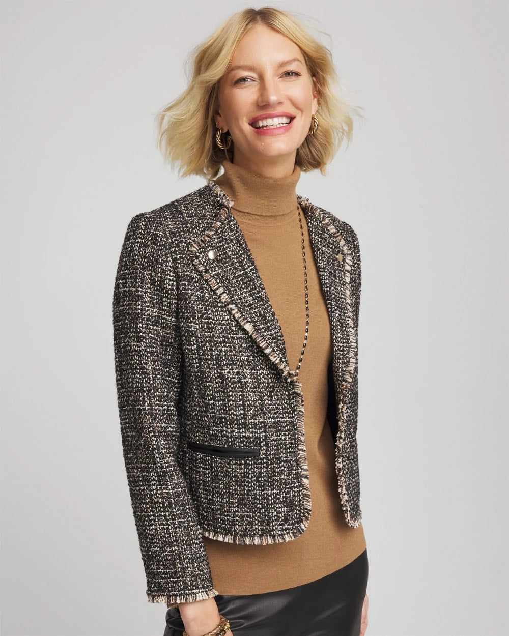 Chico's Clothing Tweed Mix Moto Jacket