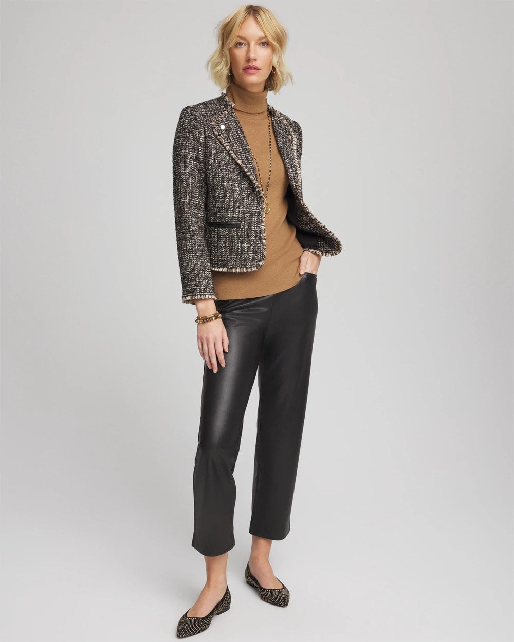 Chico's Clothing Tweed Mix Moto Jacket