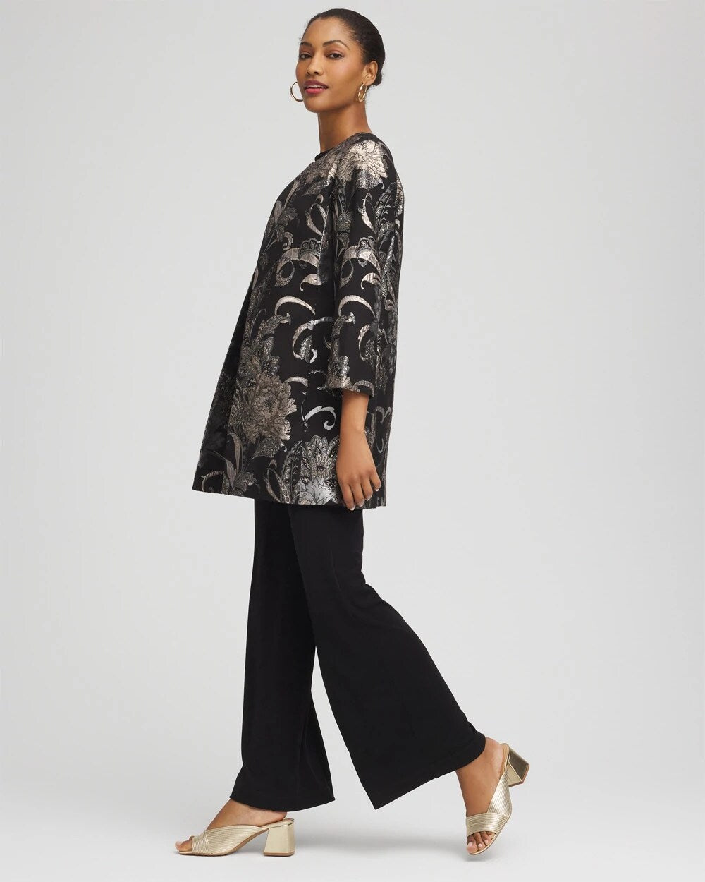 Chico's Clothing Travelers™ Collection Jacquard Floral Shine Jacket