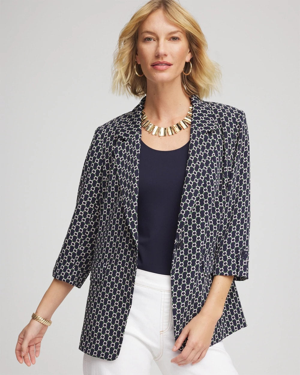 Chico's Clothing Printed Soft Crepe Blazer