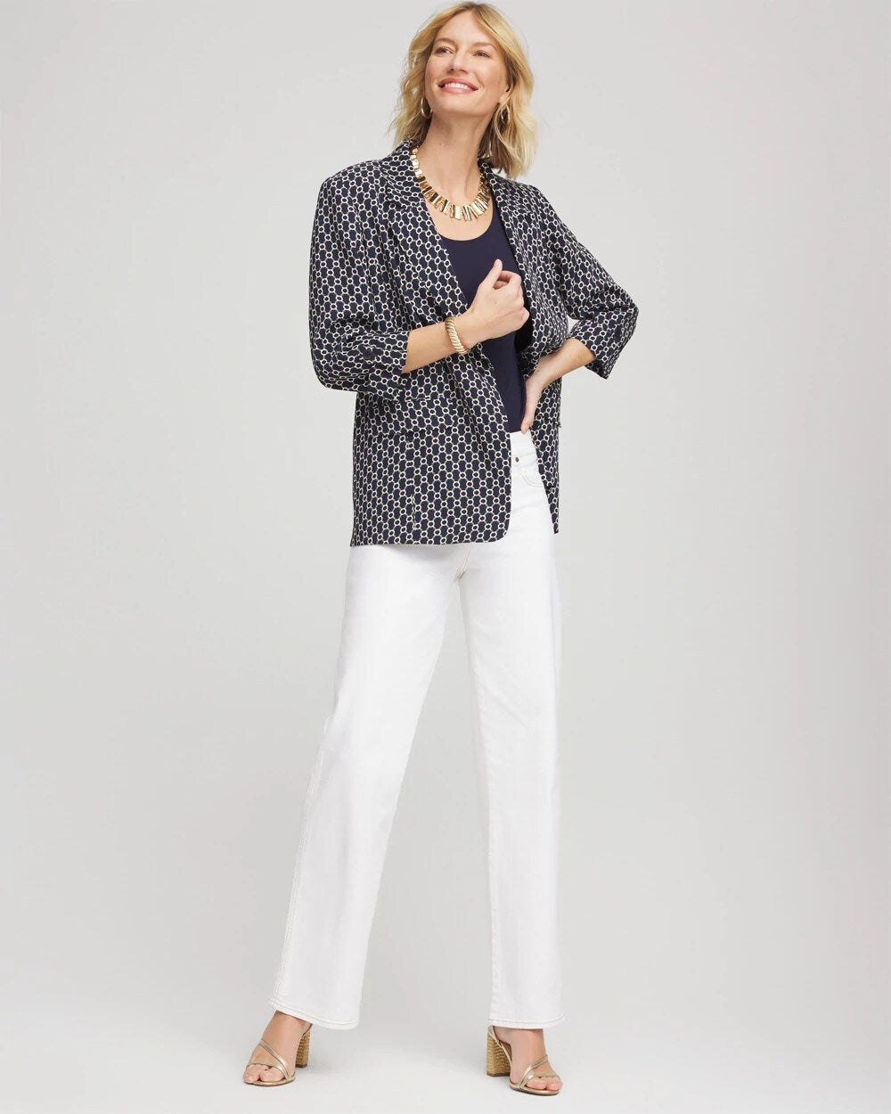 Chico's Clothing Printed Soft Crepe Blazer