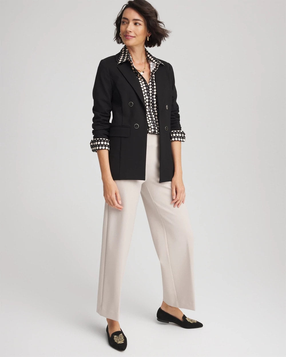 Chico's Clothing Ponte Double-Breasted Knit Blazer