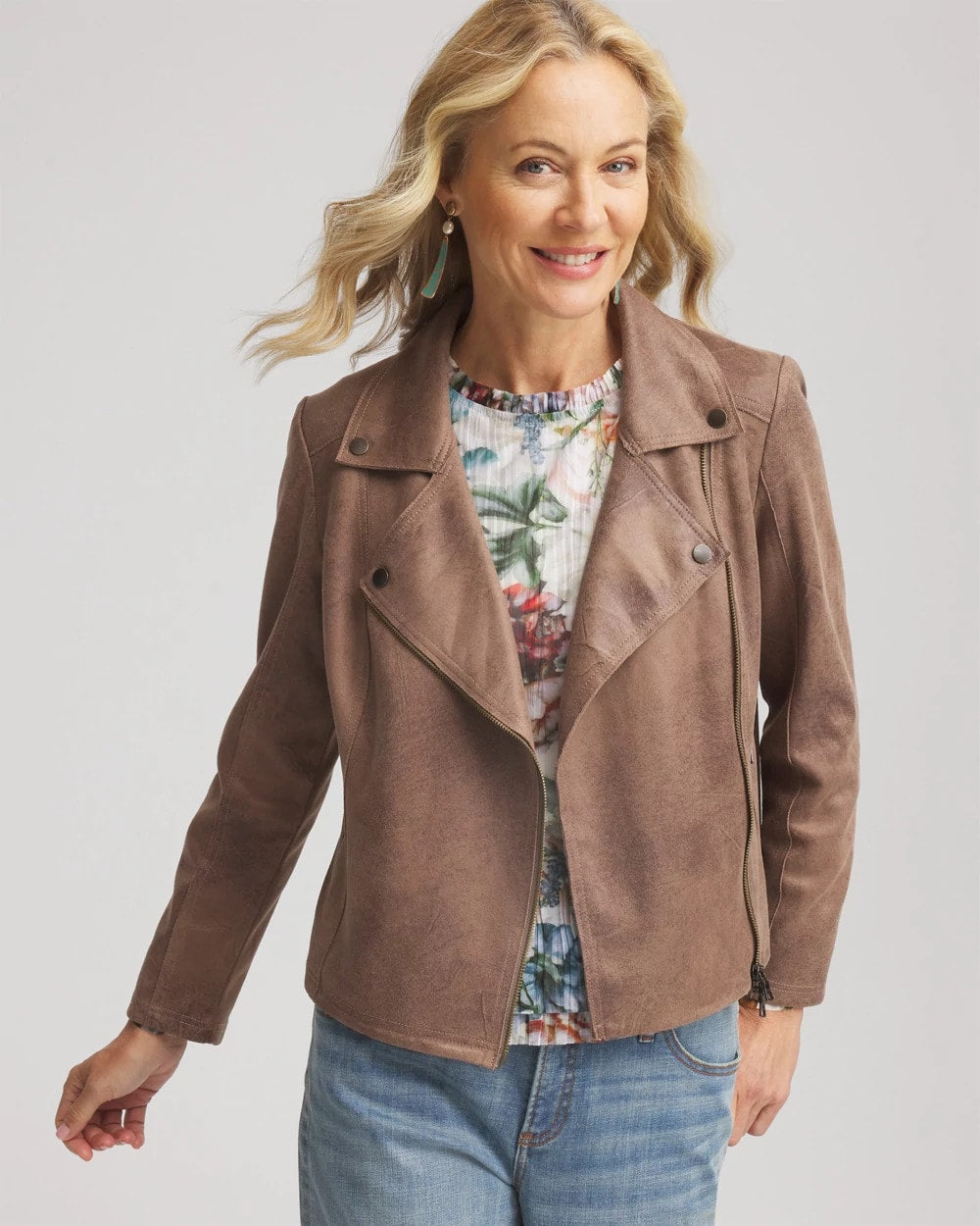 Chico's Clothing Suede Moto Jacket