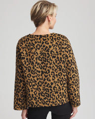 Chico's Clothing Fuzzy Collarless Animal Print Jacket