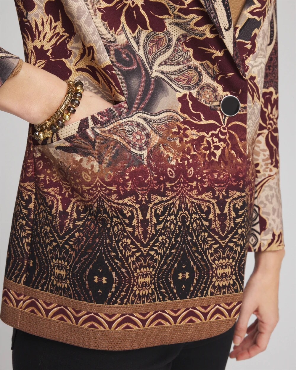 Chico's Clothing Artisanal Print Ponte Blazer