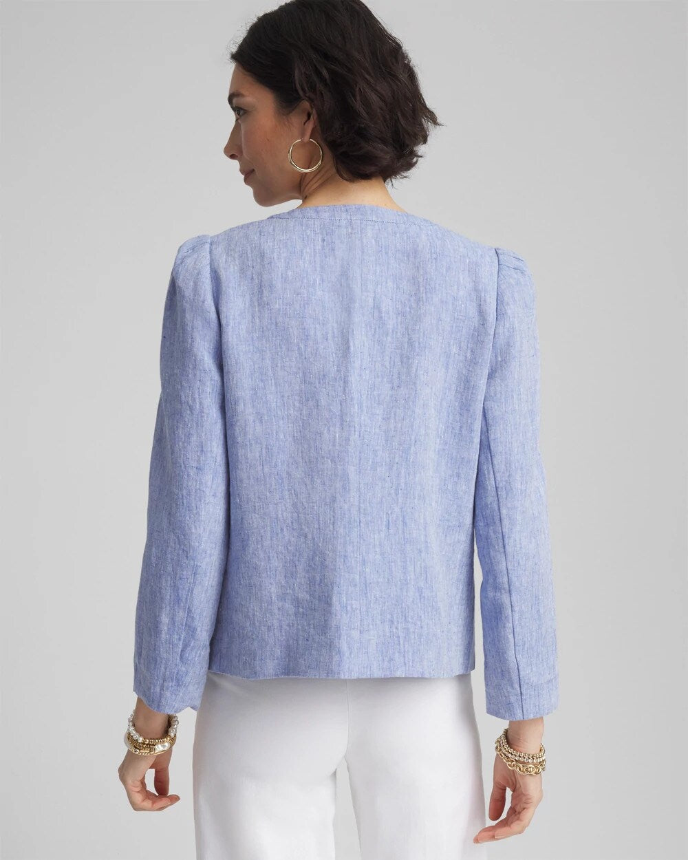 Chico's Clothing Collarless Linen Blazer
