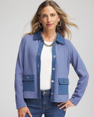 Chico's Clothing Denim Colorblock Marl Shirt Jacket