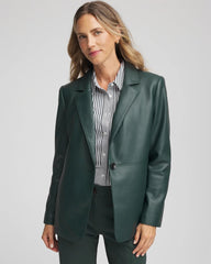 Chico's Clothing Faux Leather Blazer