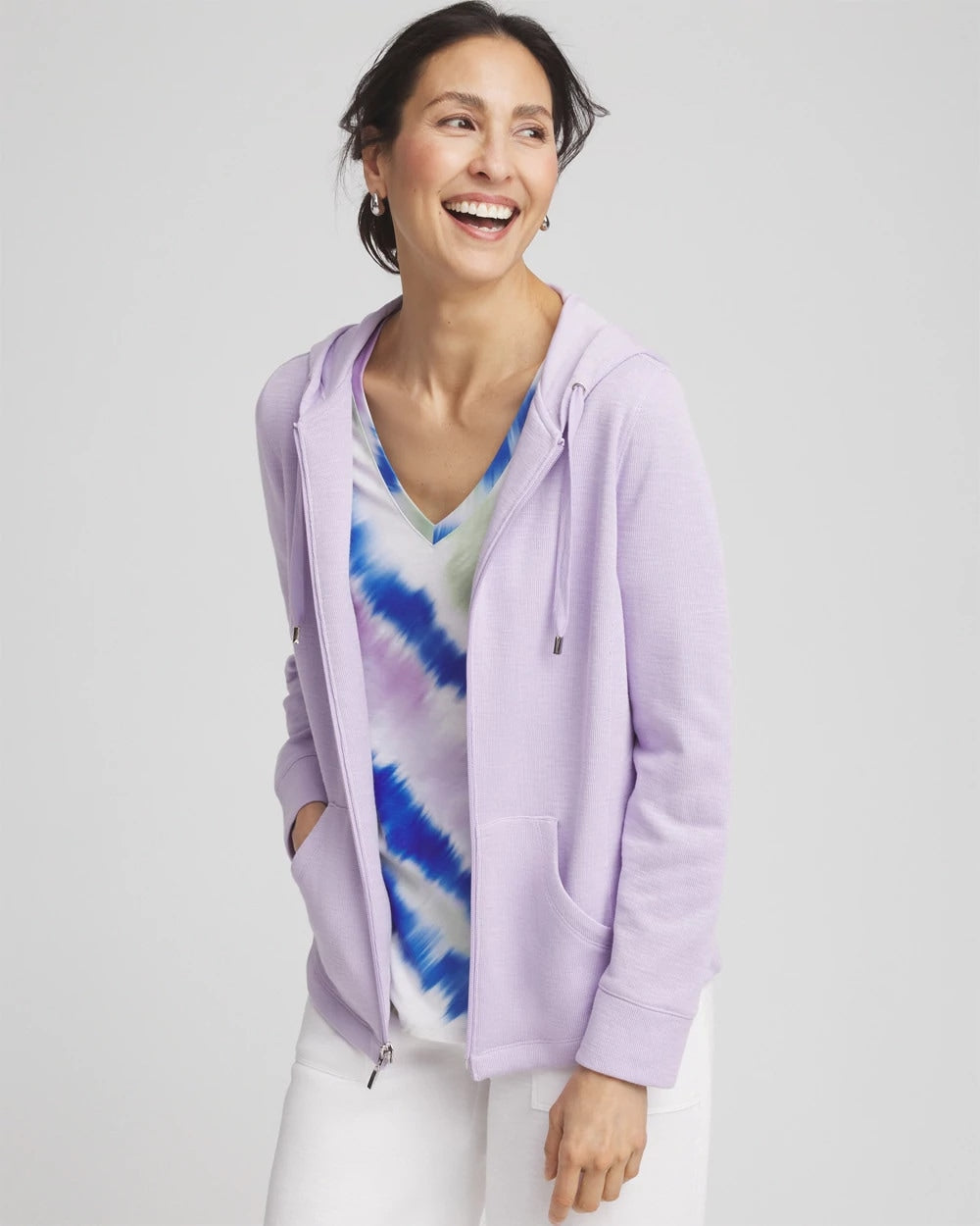 Chico's Clothing Zenergy® Beach Slub Zip-Front Hoodie