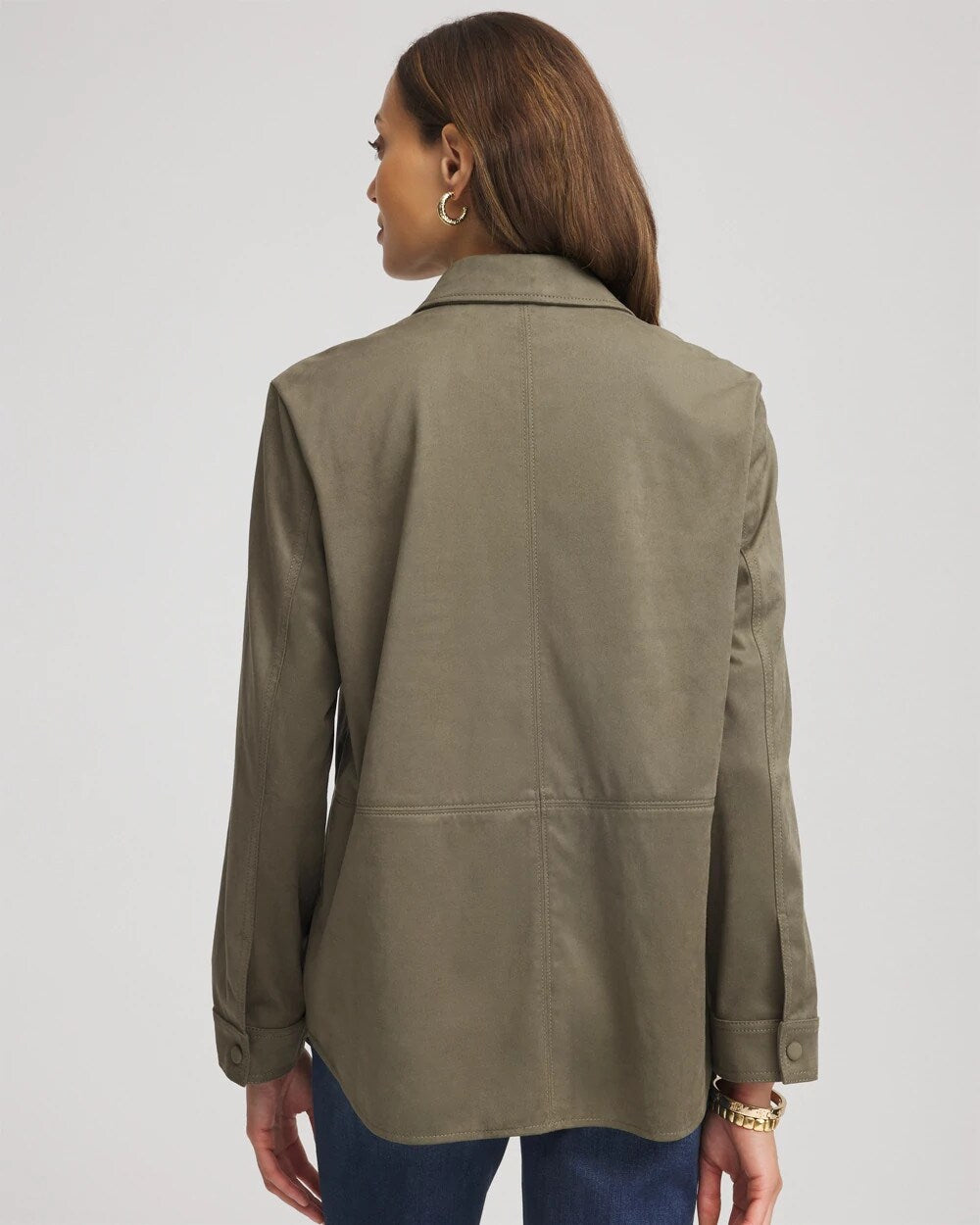 Chico's Clothing Suede Collared Long-Sleeved Shacket