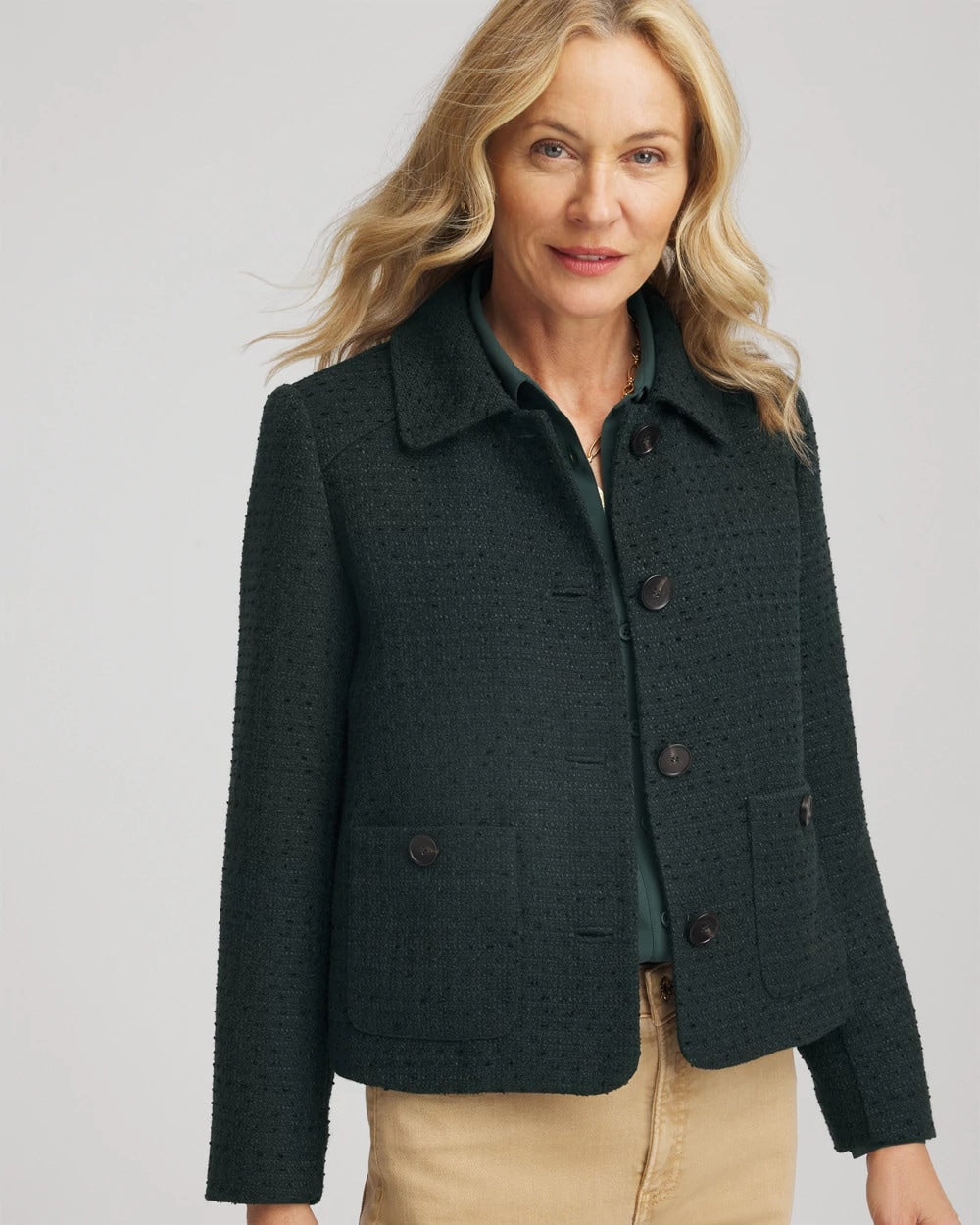 Chico's Clothing Tweed Cropped Jacket