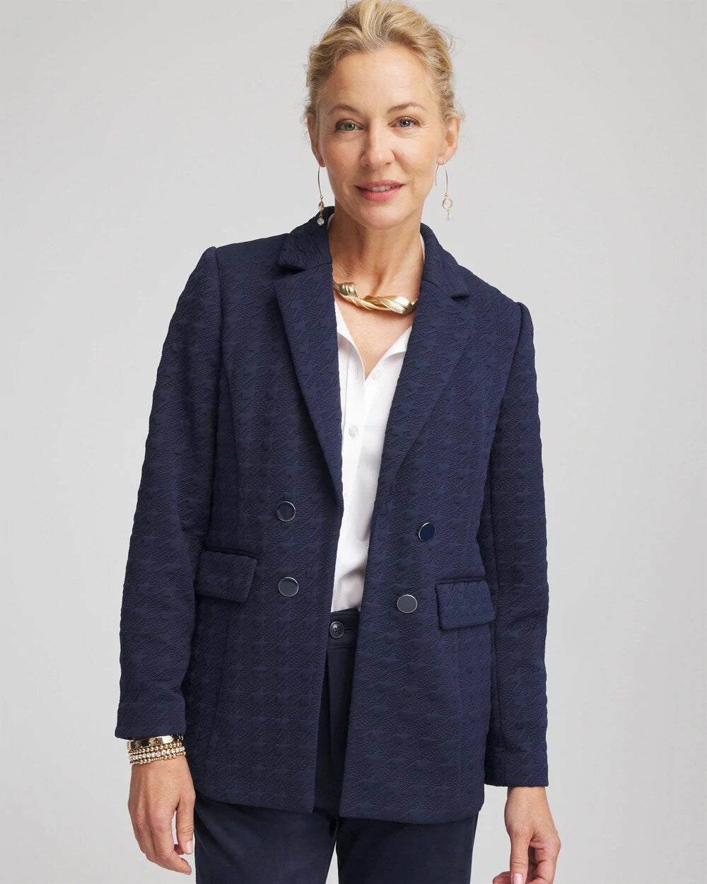 Chico's Clothing Textured Single-Breasted Knit Blazer