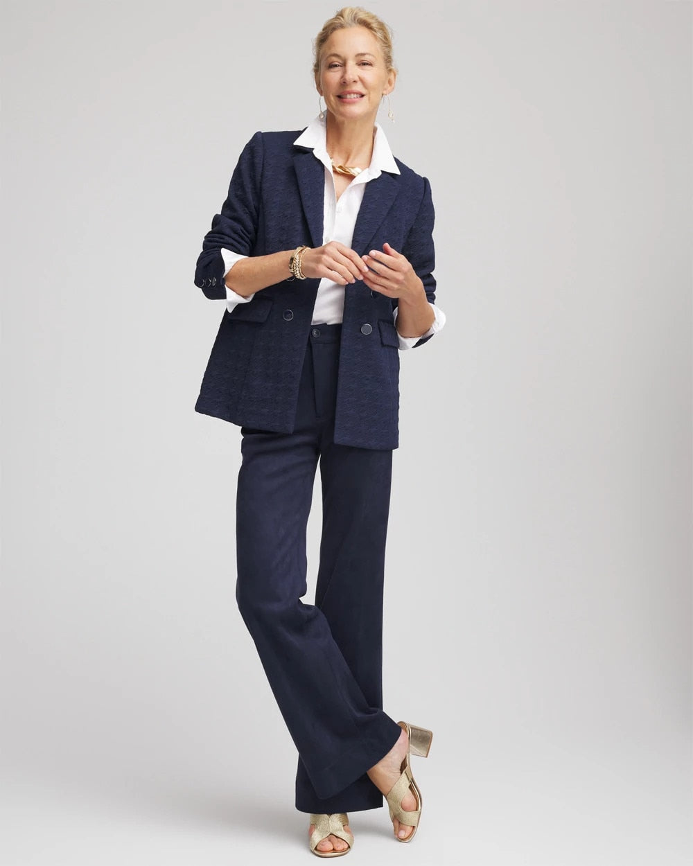 Chico's Clothing Textured Single-Breasted Knit Blazer