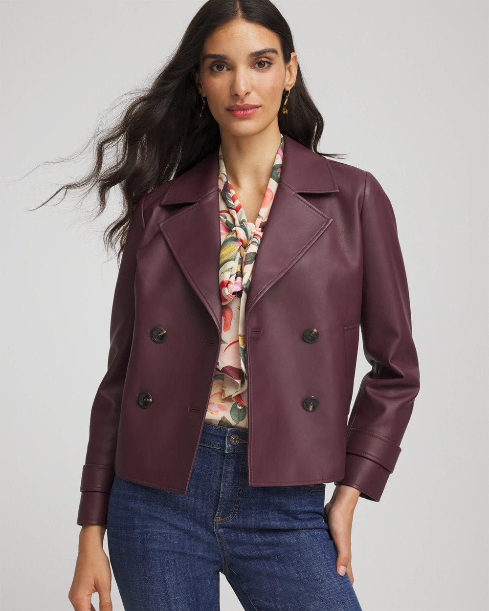 Chico's Clothing Faux Leather Trench Coat