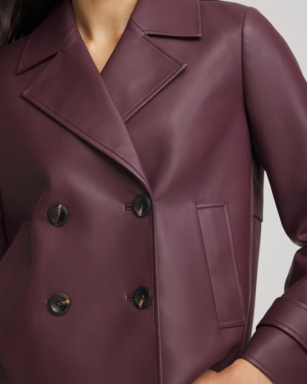 Chico's Clothing Faux Leather Trench Coat