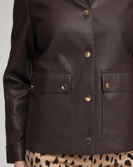 Chico's Clothing Snap Front Faux Leather Jacket