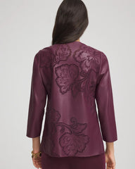 Chico's Clothing Travelers™ Collection Faux Leather Embroidered Jacket