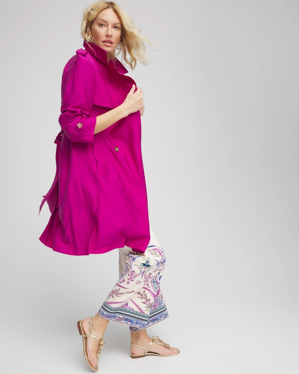 Chico's Clothing Double-Breasted Trench Coat