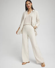Chico's Clothing Linen Blend Stretch Stripe Blazer