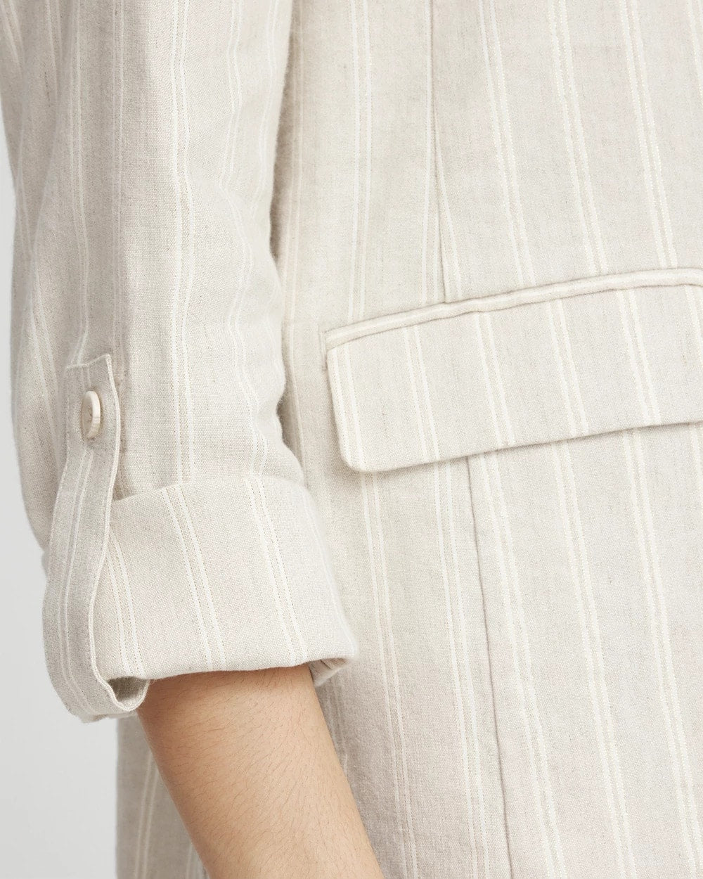Chico's Clothing Linen Blend Stretch Stripe Blazer